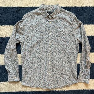 Marc Anthony Blue Floral Casual Button Down Shirt